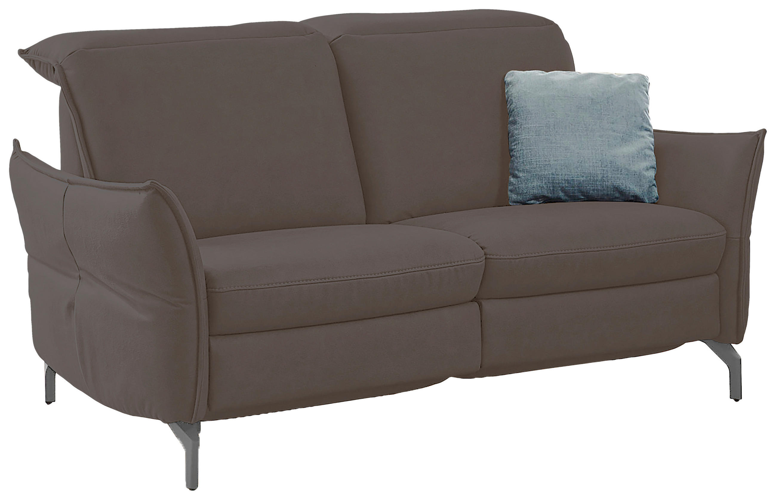 2,5-SITZER Lederlook (vegan) Grau  - Grau/Nickelfarben, MODERN, Textil/Metall (185/89/109cm) - Livetastic