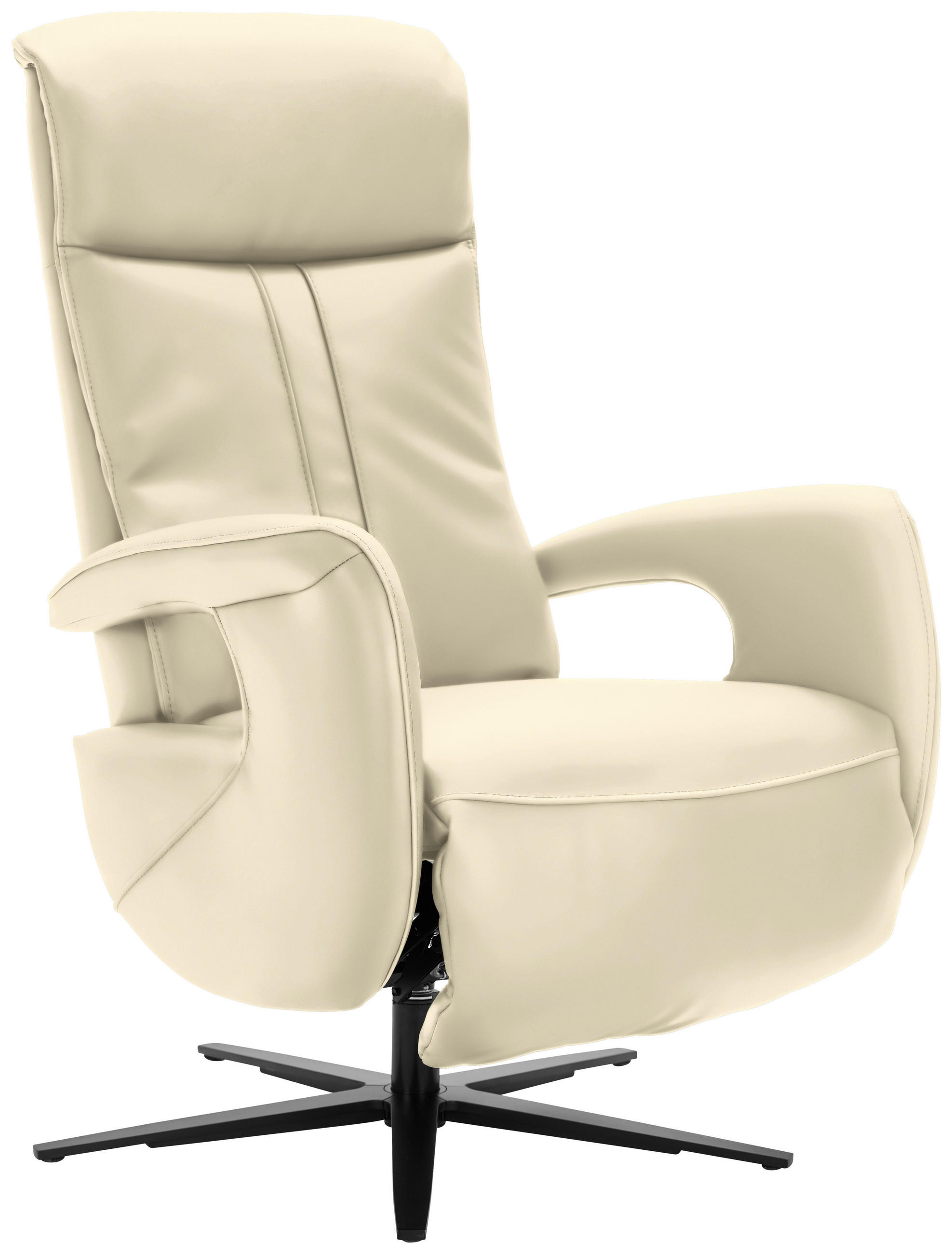 RELAXSESSEL in Leder Ecru  - Ecru/Schwarz, Design, Leder/Metall (71/112/83cm) - Dieter Knoll