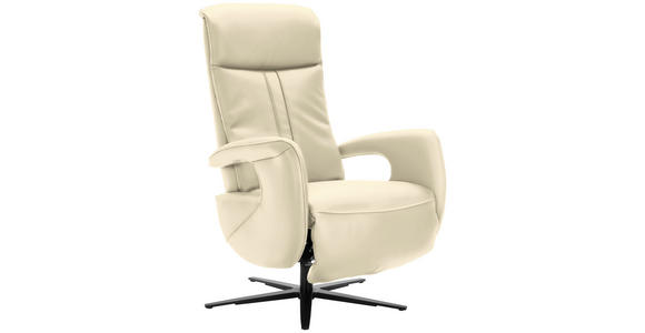 RELAXSESSEL in Leder Ecru  - Ecru/Schwarz, Design, Leder/Metall (71/112/83cm) - Dieter Knoll