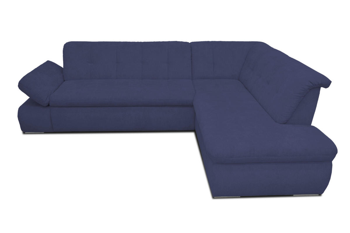 ECKSOFA in Mikrofaser Dunkelblau  273/216 cm  - Chromfarben/Dunkelblau, KONVENTIONELL, Textil/Metall (273/216cm) - MID.YOU