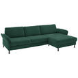 ECKSOFA Dieter Knoll in Chenille, Flachgewebe Waldgrün  316/175 cm  - Waldgrün/Schwarz, Design, Textil/Metall (316/175cm) - Dieter Knoll