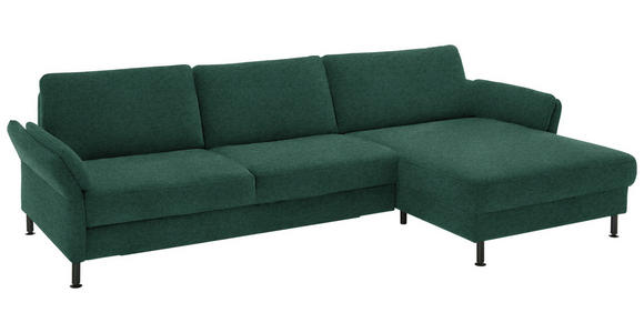 ECKSOFA Dieter Knoll in Chenille, Flachgewebe Waldgrün  316/175 cm  - Waldgrün/Schwarz, Design, Textil/Metall (316/175cm) - Dieter Knoll