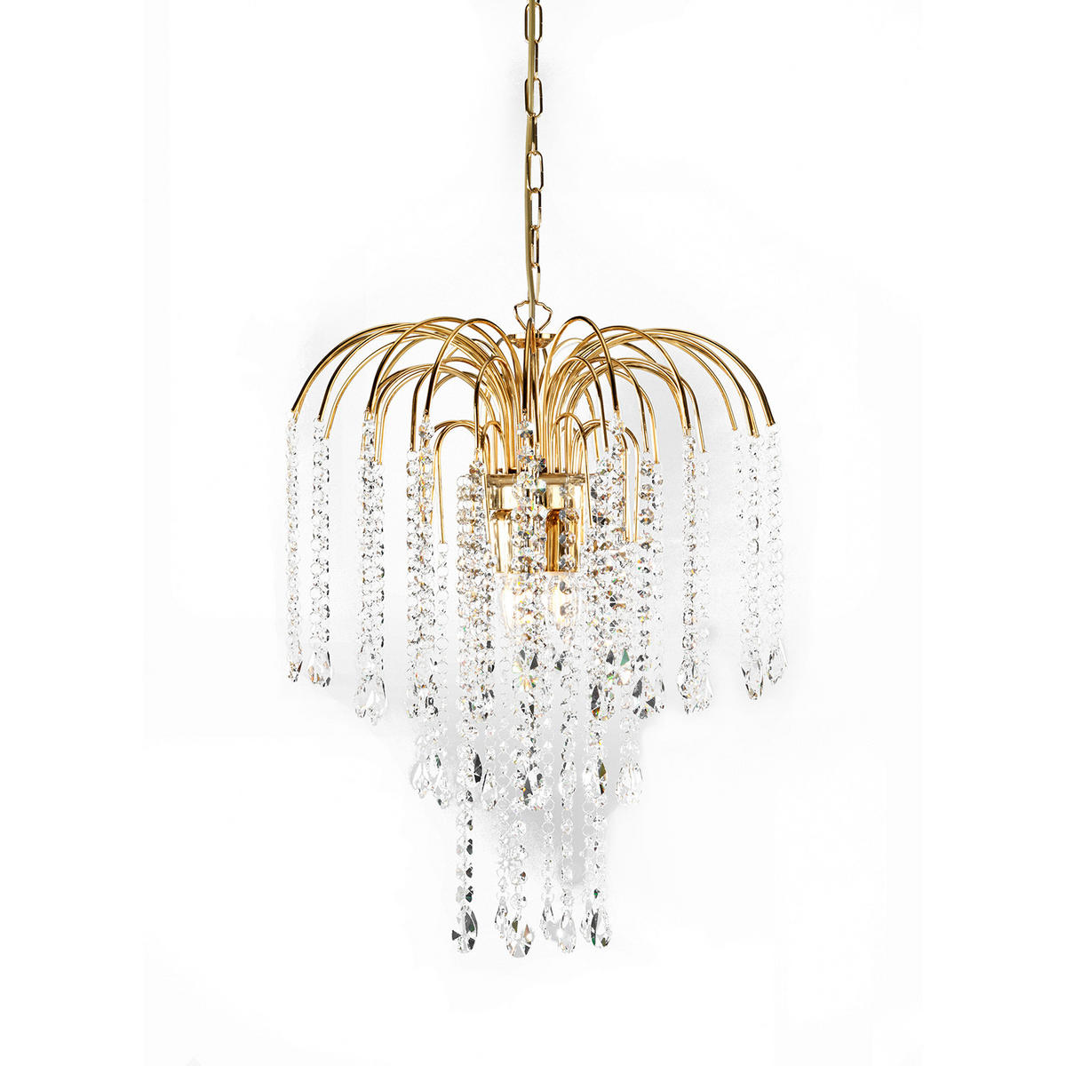 KRISTALL-HÄNGELEUCHTE 40/110 cm   - Goldfarben, KONVENTIONELL, Glas/Metall (40/110cm)