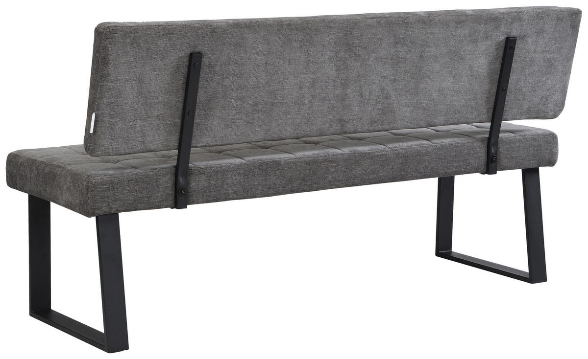 SITZBANK in Metall, Textil Hellgrau  - Hellgrau/Schwarz, MODERN, Textil/Metall (160/85/56cm) - Livetastic