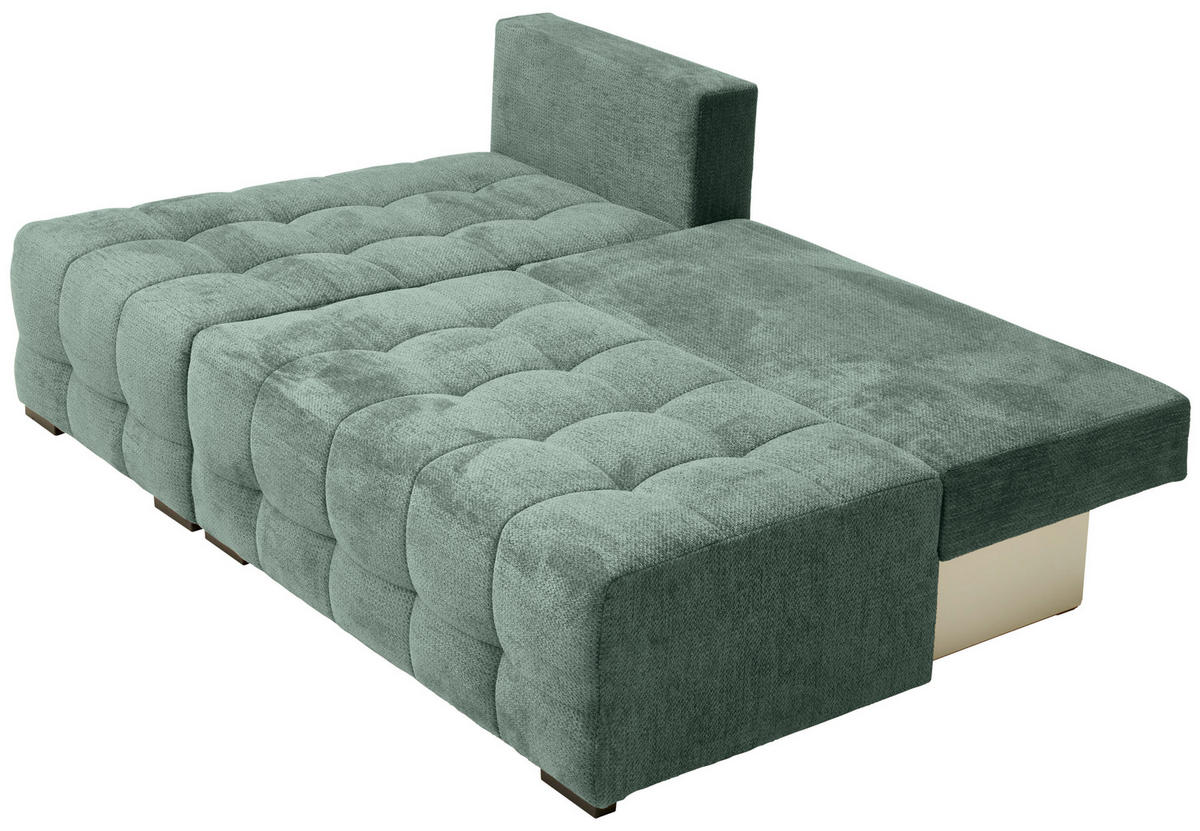 ECKSOFA  in Chenille Dunkelgrün  - Dunkelgrün/Schwarz, MODERN, Kunststoff/Textil (145/204cm) - home24