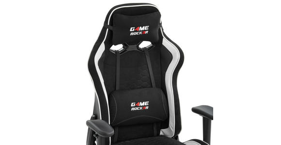 GAMINGSTUHL in Lederlook, Mikrofaser Schwarz, Weiß - Schwarz/Weiß, Design, Kunststoff/Textil (72/128-138/72cm) - Xora