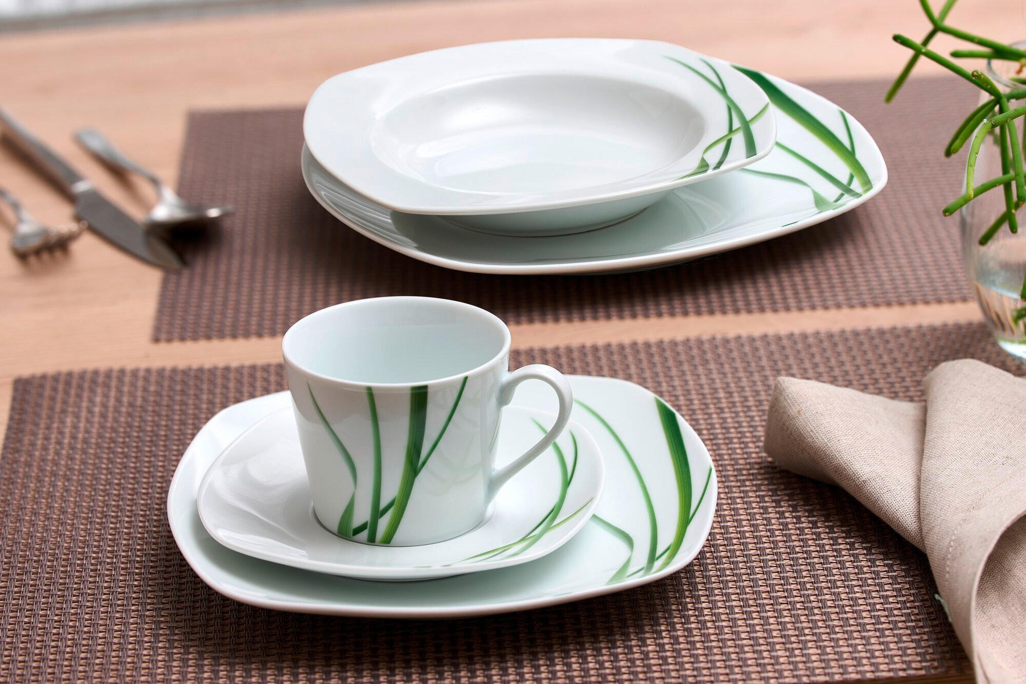 KAFFEESERVICE Grün, Weiß 18-teilig Gianna  - Weiß/Grün, KONVENTIONELL, Keramik (26/21/22cm) - Ritzenhoff Breker