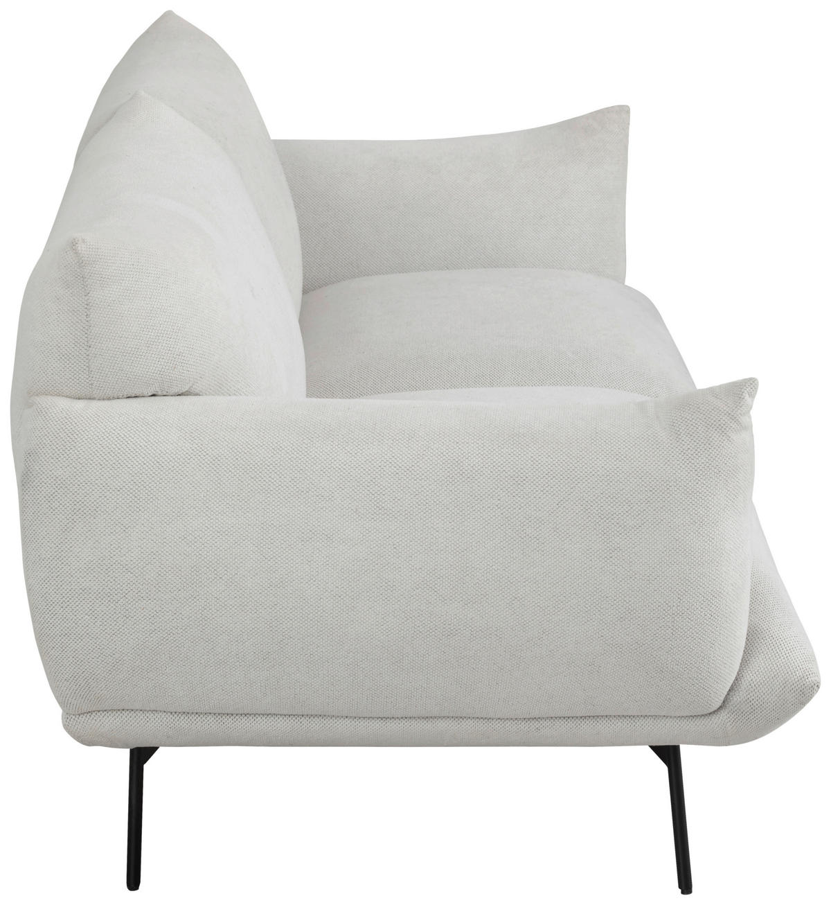 SOFA Mikrofaser Creme  - Creme/Schwarz, Trend, Textil/Metall (185/77/83cm) - P & B