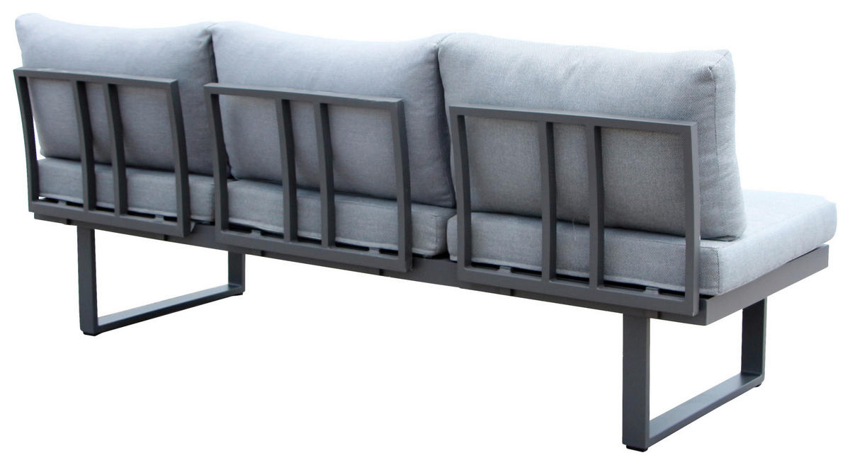 LOUNGEGARNITUR Aluminium  - Anthrazit/Grau, MODERN, Kunststoff/Metall (210/68/77/76cm) - Ambia Garden