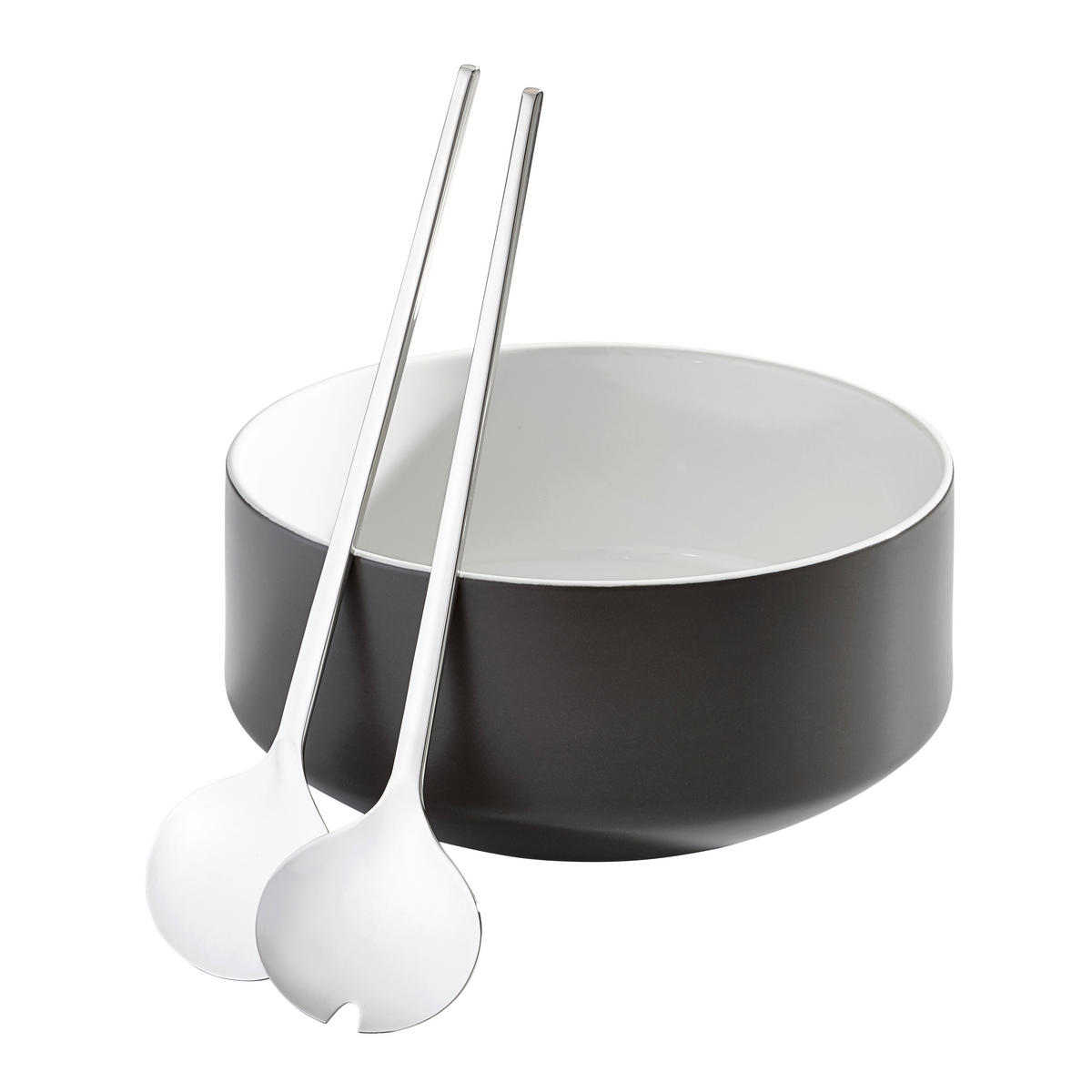 SALATSCHÜSSEL INKL BESTECK  Moto  - Grau, Basics, Keramik (26/13,10cm) - WMF