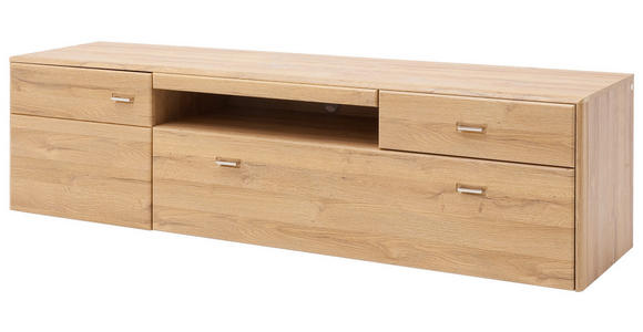 LOWBOARD in 205/55/52 cm - Eichefarben/Silberfarben, KONVENTIONELL, Holzwerkstoff/Metall (205/55/52cm) - Cantus