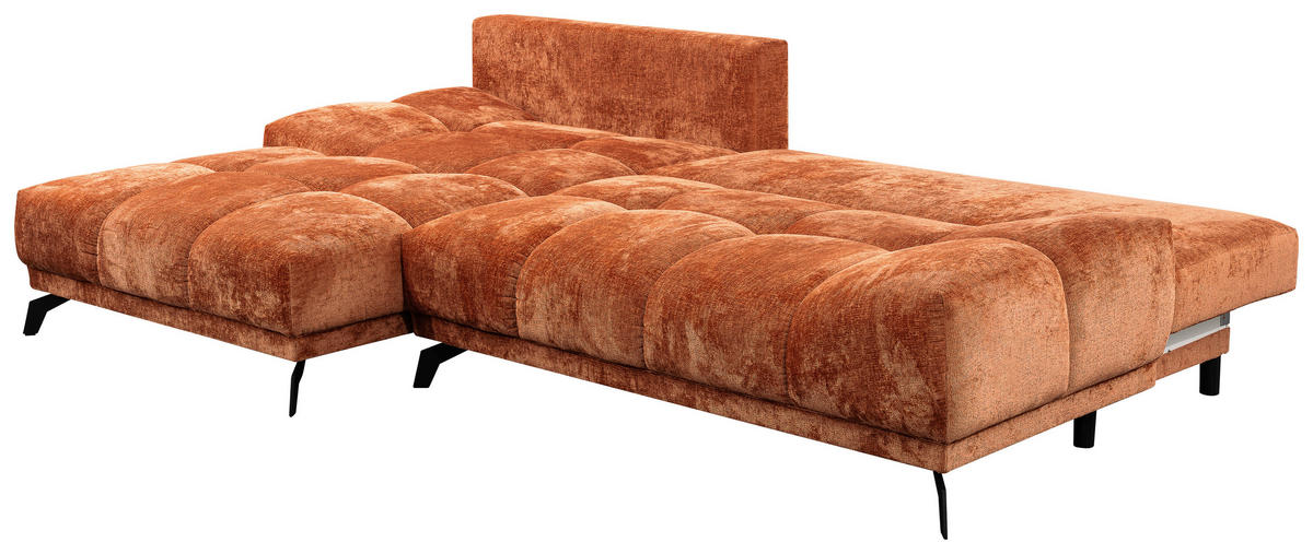 ECKSOFA in Chenille Rostfarben  - Rostfarben/Schwarz, Modern, Textil/Metall (182/290cm) - Hom`in