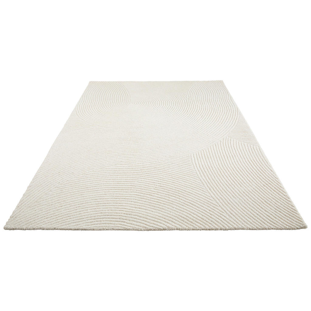 Thumbnail - Novel Wollteppich, Weiß, Textil, Struktur, rechteckig, 160x230 cm, pflegeleicht, leicht zusammenrollbar, Teppiche & Böde...