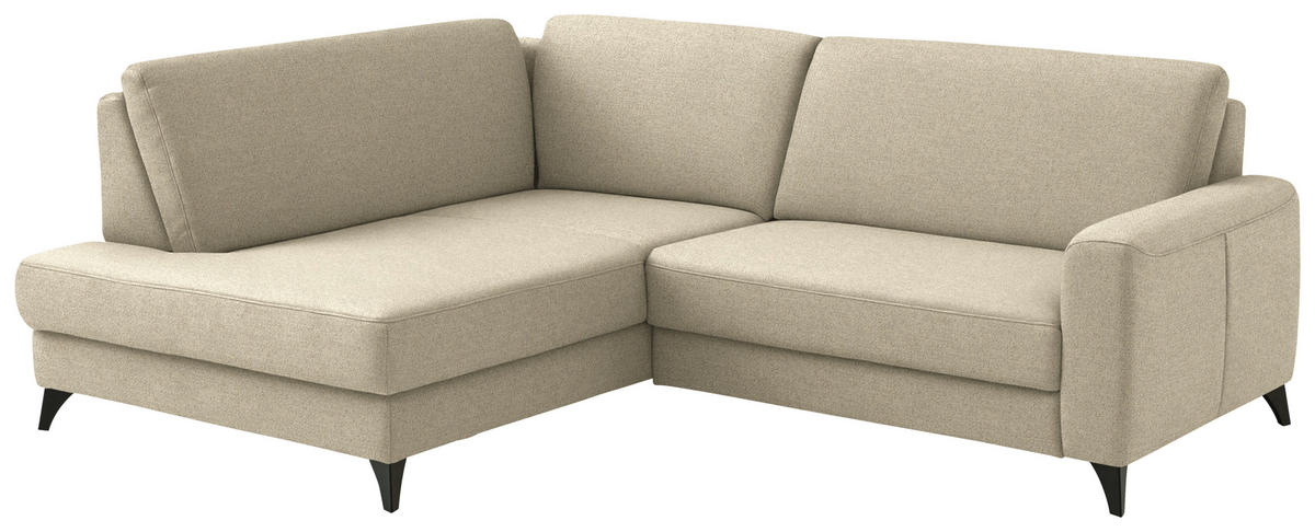 ECKSOFA  Chenille Sandfarben  - Sandfarben/Schwarz, Design, Textil/Metall (182/239cm) - Beldomo Comfort