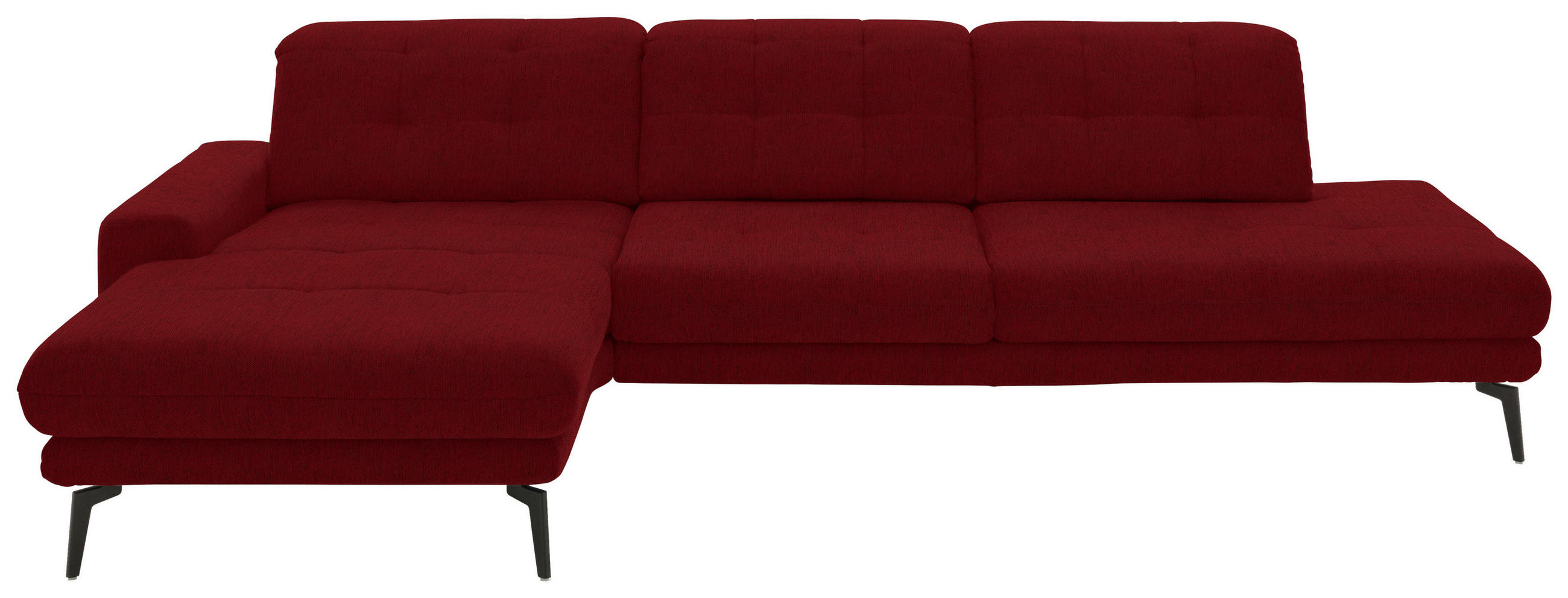 ECKSOFA in Flachgewebe Kirschrot  - Schwarz/Kirschrot, Design, Textil/Metall (190/309cm) - Beldomo Style