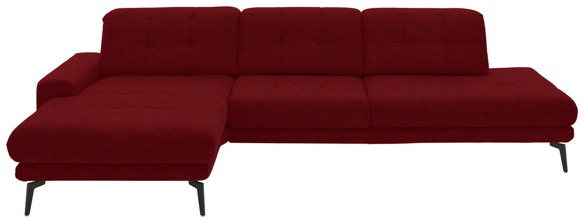 ECKSOFA in Flachgewebe Kirschrot  - Schwarz/Kirschrot, Design, Textil/Metall (190/309cm) - Beldomo Style