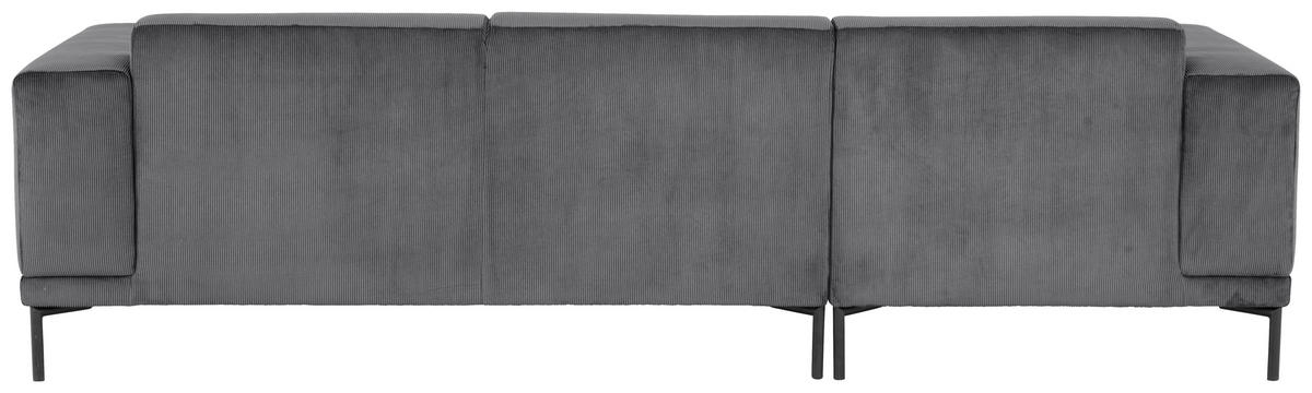 ECKSOFA ERNO Grau Cord  inkl.  - Schwarz/Grau, Design, Textil/Metall (262/183cm) - MID.YOU