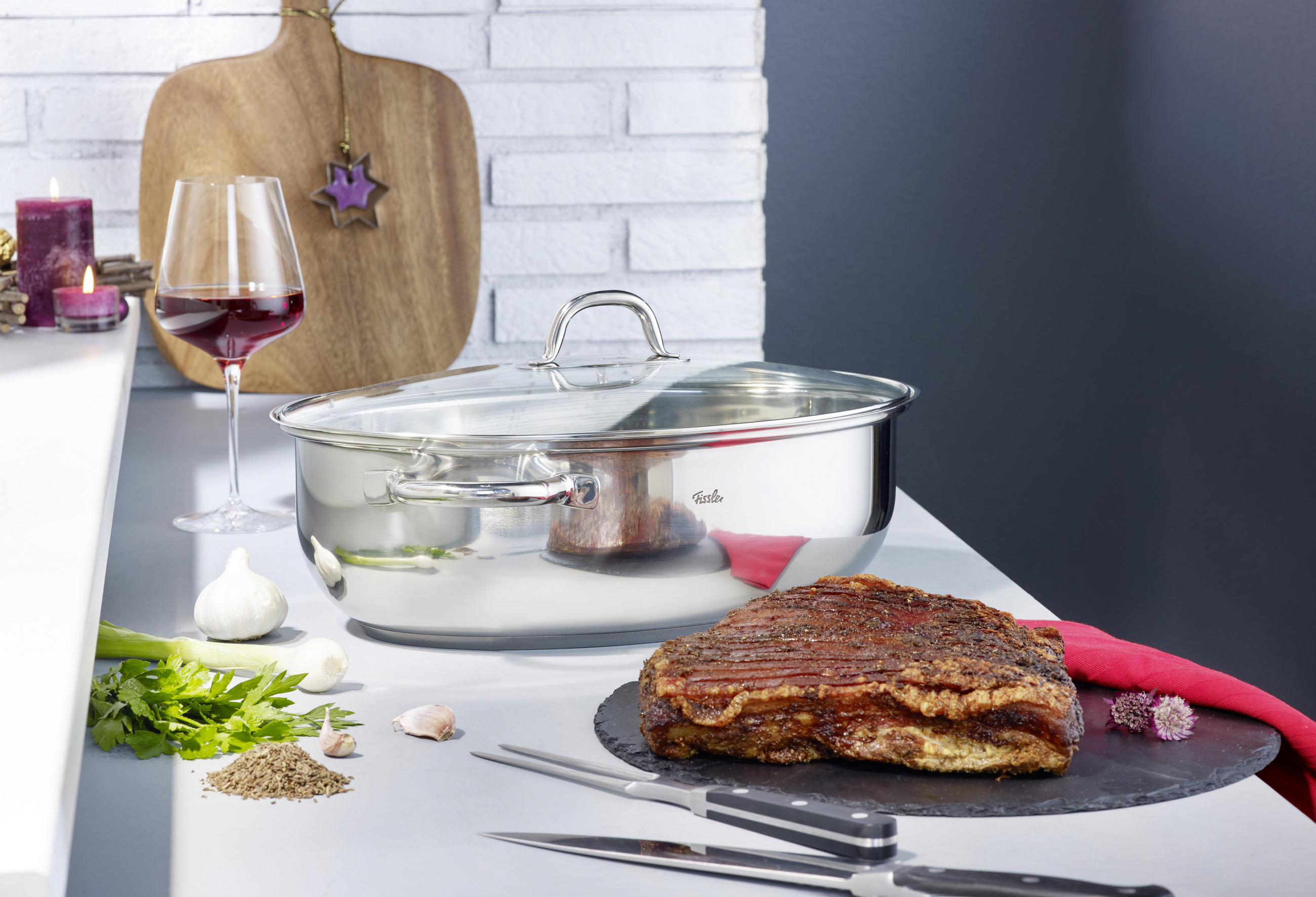 BRÄTER  - Klar/Edelstahlfarben, Basics, Glas/Metall (38cm) - Fissler