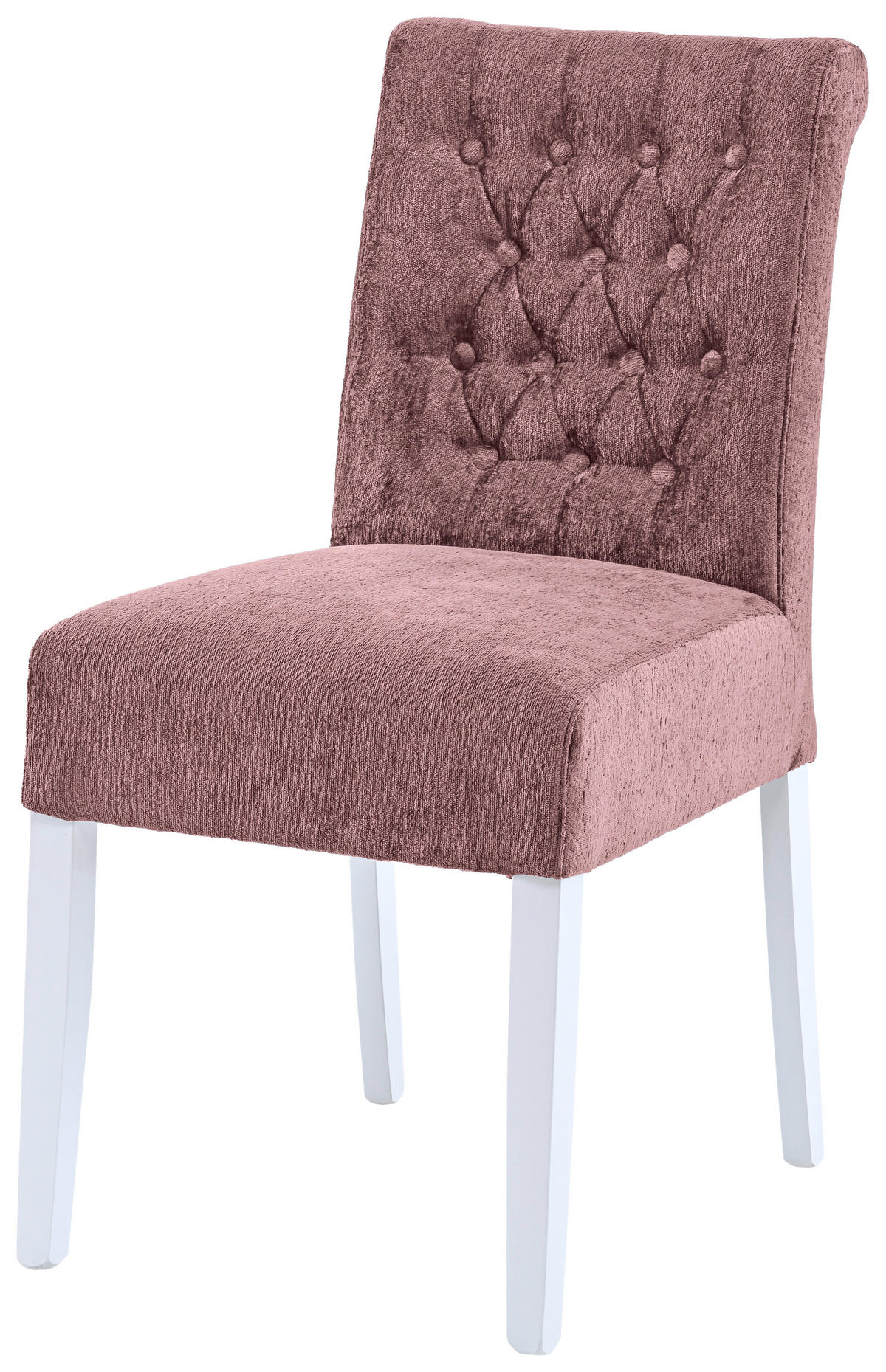 STUHL Chenille Weiß, Altrosa Buche massiv  - Altrosa/Weiß, KONVENTIONELL, Holz/Textil (46,5/91/65cm) - Cantus