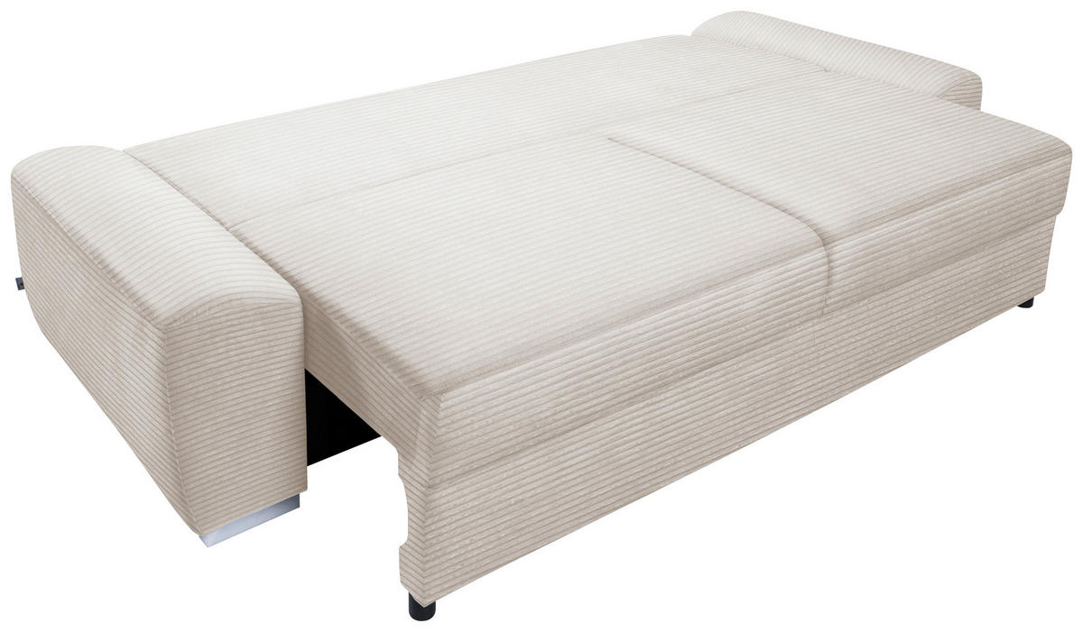 SCHLAFSOFA in Cord Creme, Beige, Ecru  - Chromfarben/Ecru, Design, Holzwerkstoff/Kunststoff (258/100/148cm) - Stylife