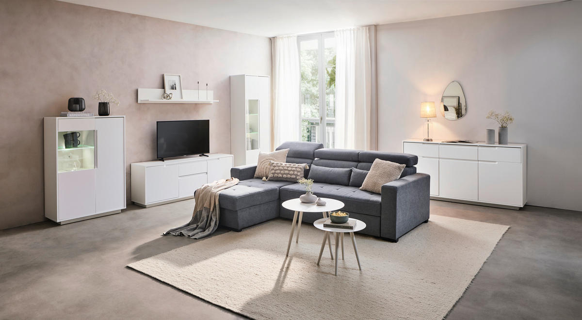 KOMODA POD TELEVIZI, bílá, 169/180/38 cm - bílá, Moderní, kompozitní dřevo (169/180/38cm) - Carryhome