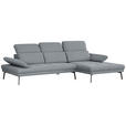 ECKSOFA Graublau Webstoff  - Graublau/Schwarz, Design, Textil/Metall (296/188cm) - Xora