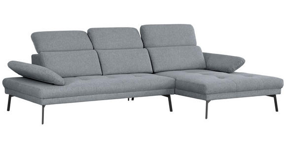 ECKSOFA Graublau Webstoff  - Graublau/Schwarz, Design, Textil/Metall (296/188cm) - Xora