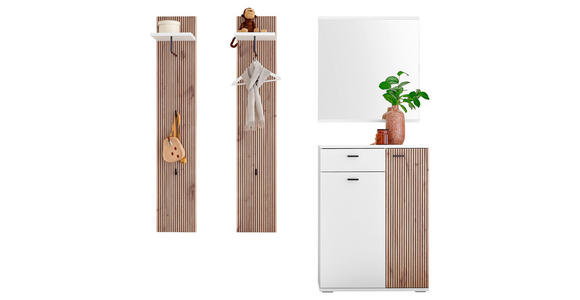 GARDEROBE 4-teilig  in 155/198/37 cm  - Eichefarben/Weiß, Design, Holzwerkstoff (155/198/37cm) - Voleo