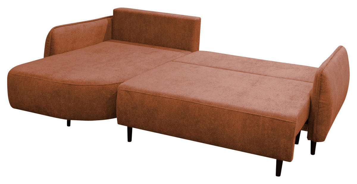 ECKSOFA MURANO Rot Chenille Zierkissen, Rückenkissen, Bettkasten  - Rot/Schwarz, Design, Holz/Textil (167/242cm) - MID.YOU