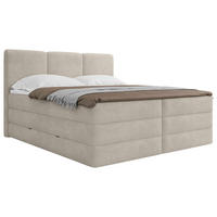 BOXSPRINGBETT 200/200 cm,  in Creme, Bettkasten, Topper, H3 + H4 = fest + sehr fest  - Creme/Schwarz, MODERN, Holz/Kunststoff (200/200cm) - MID.YOU