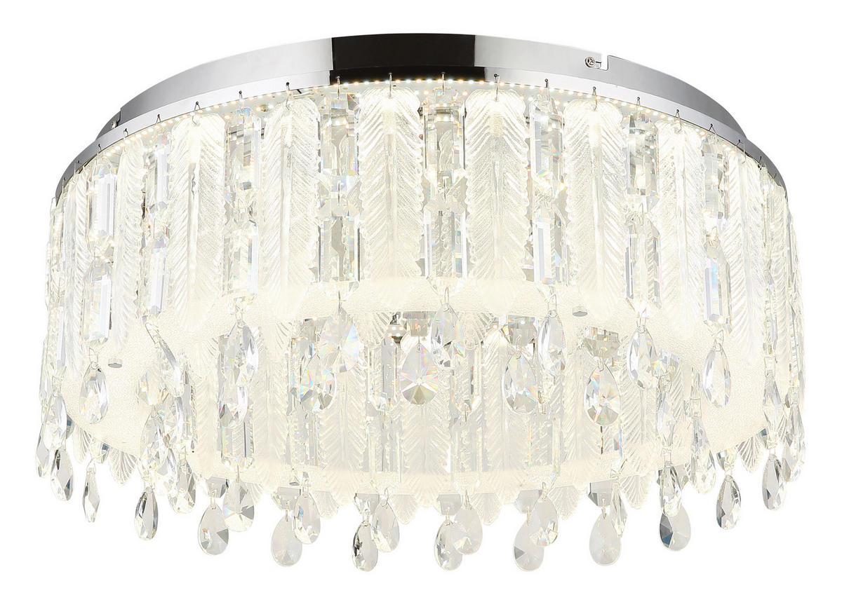 LED-DECKENLEUCHTE 58,5/26,5 cm   - Klar/Chromfarben, LIFESTYLE, Glas/Textil (58,5/26,5cm)