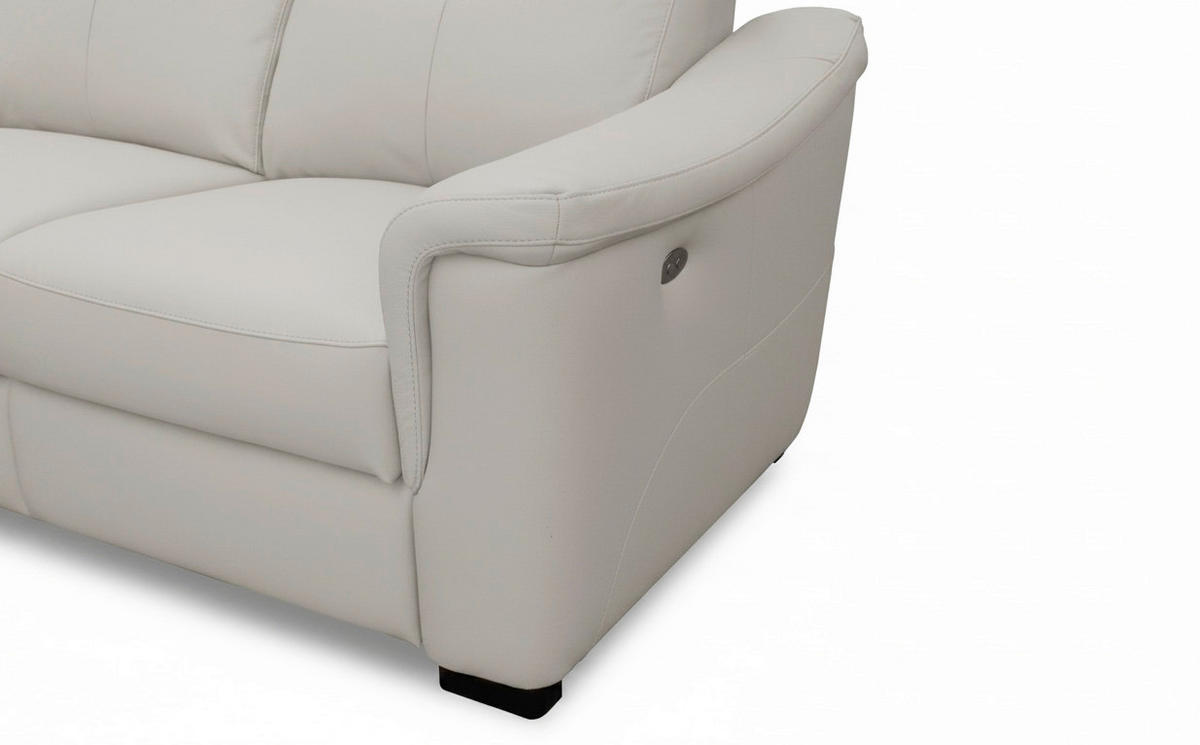 ECKSOFA Lederlook Echtleder Platinfarben  - Platinfarben/Wengefarben, Design, Leder/Holz (229/260cm) - Livetastic