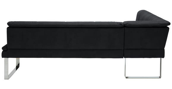 ECKBANK 174/233 cm in Schwarz, Chromfarben - Chromfarben/Schwarz, Design, Textil/Metall (174/233cm) - Novel