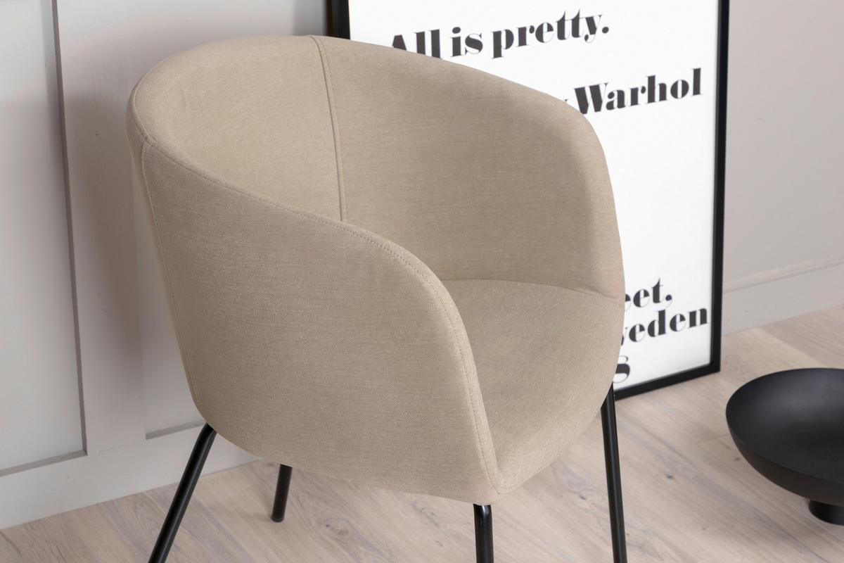 STUHL Samt Schwarz, Beige  - Beige/Schwarz, Design, Holz/Kunststoff (55/78/55cm) - Livetastic