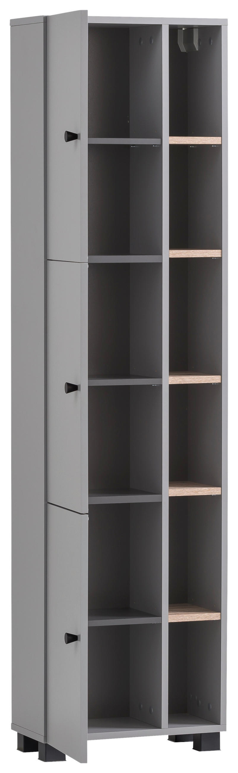 HOCHSCHRANK 45/168/23,4 cm  - Wildeiche/Schwarz, MODERN, Holzwerkstoff/Kunststoff (45/168/23,4cm) - MID.YOU