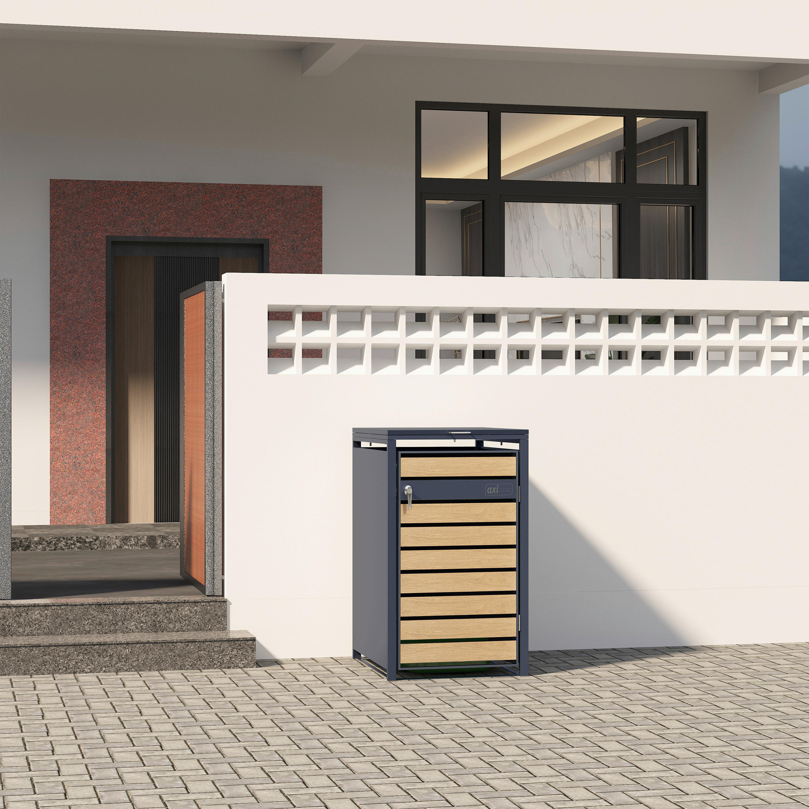 MÜLLTONNENBOX - Anthrazit/Braun, KONVENTIONELL, Metall (68/116/68cm) - Ambia Garden