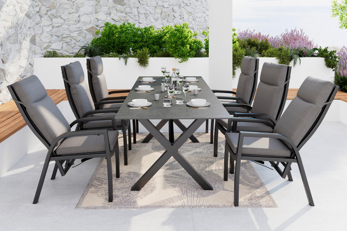 GARTENTISCH 180 -240/89/75 cm  - Anthrazit/Grau, MODERN, Kunststoff/Metall (180 -240/89/75cm) - Amatio