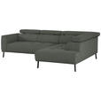 ECKSOFA in Struktur Grau  280/205 cm  - Schwarz/Grau, Design, Textil/Metall (280/205cm) - Xora