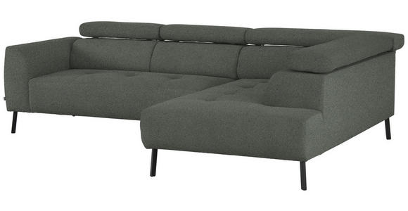 ECKSOFA in Struktur Grau  280/205 cm  - Schwarz/Grau, Design, Textil/Metall (280/205cm) - Xora