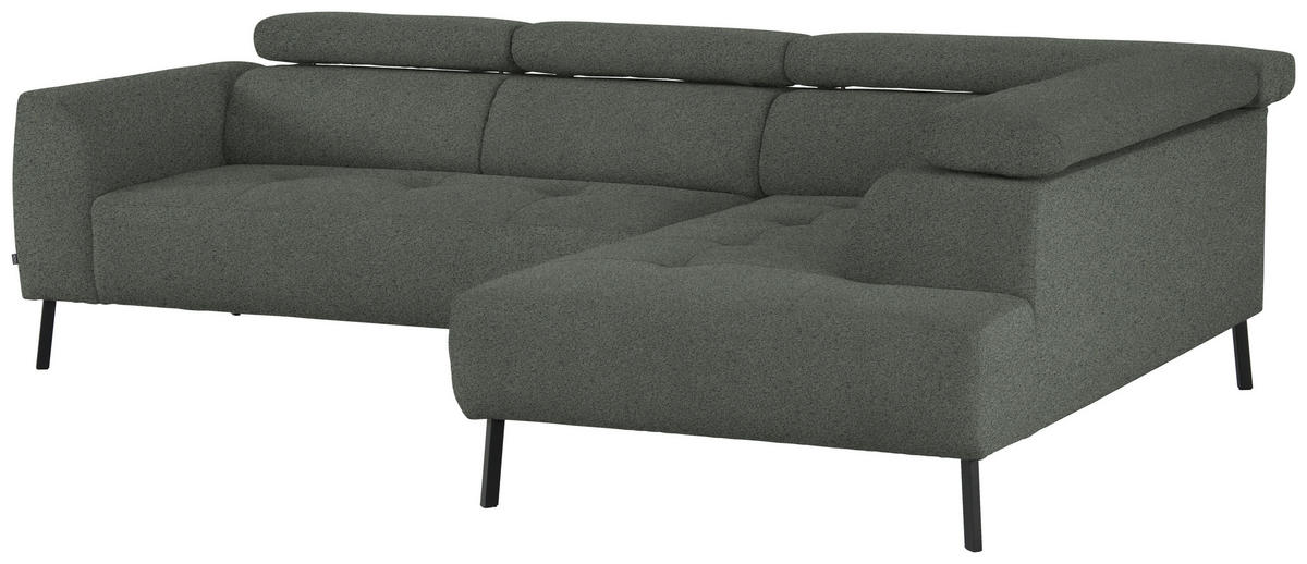 ECKSOFA in Struktur Grau  280/205 cm  - Schwarz/Grau, Design, Textil/Metall (280/205cm) - Xora