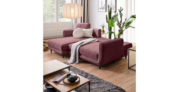 ECKSOFA in Struktur Altrosa  - Schwarz/Altrosa, KONVENTIONELL, Holz/Textil (170/247cm) - Carryhome