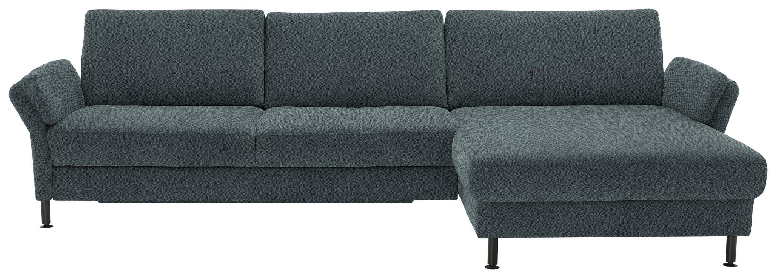 ECKSOFA  in Chenille, Flachgewebe Blau  316/175 cm  - Blau/Schwarz, Design, Textil/Metall (316/175cm) - Dieter Knoll