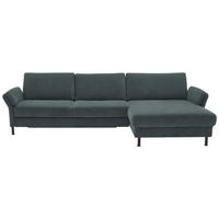 ECKSOFA  in Chenille, Flachgewebe Blau  316/175 cm  - Blau/Schwarz, Design, Textil/Metall (316/175cm) - Dieter Knoll
