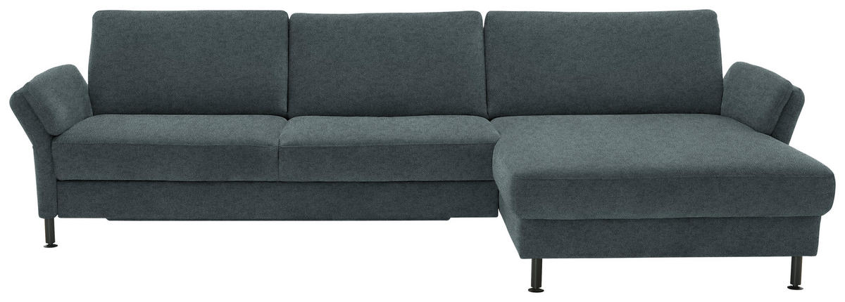 ECKSOFA  in Chenille, Flachgewebe Blau  316/175 cm  - Blau/Schwarz, Design, Textil/Metall (316/175cm) - Dieter Knoll
