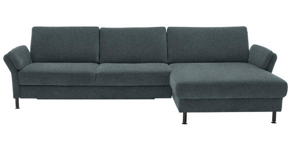 ECKSOFA  in Chenille, Flachgewebe Blau  316/175 cm  - Blau/Schwarz, Design, Textil/Metall (316/175cm) - Dieter Knoll