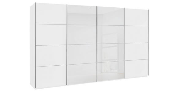 SCHWEBETÜRENSCHRANK in Weiß - Chromfarben/Weiß, KONVENTIONELL, Glas/Holzwerkstoff (361/235/68cm) - Novel