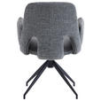 ARMLEHNSTUHL  Sitzfläche 360° drehbar, automatische Rückholfunktion Leinenoptik Echtleder  - Anthrazit/Schwarz, Design, Leder/Textil (60/85/62cm) - Dieter Knoll