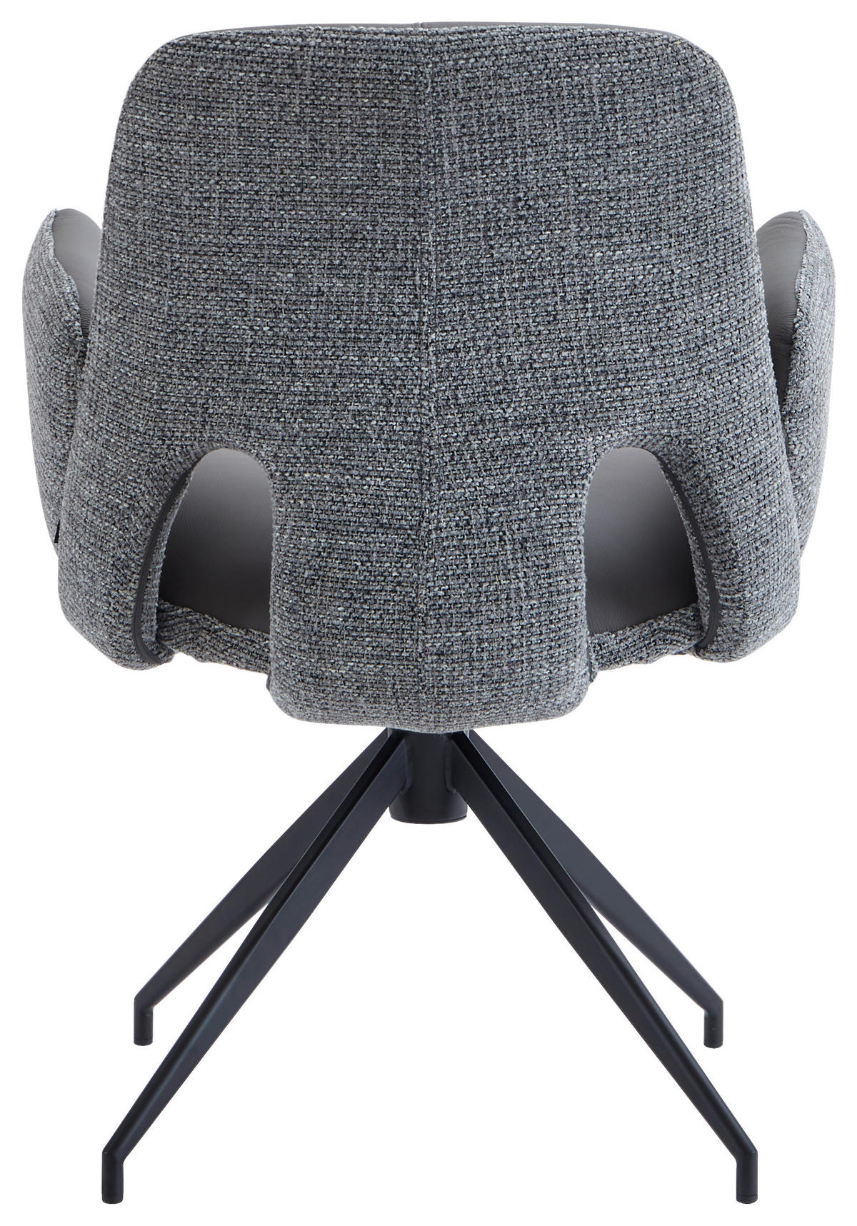 ARMLEHNSTUHL  Sitzfläche 360° drehbar, automatische Rückholfunktion Leinenoptik Echtleder  - Anthrazit/Schwarz, Design, Leder/Textil (60/85/62cm) - Dieter Knoll
