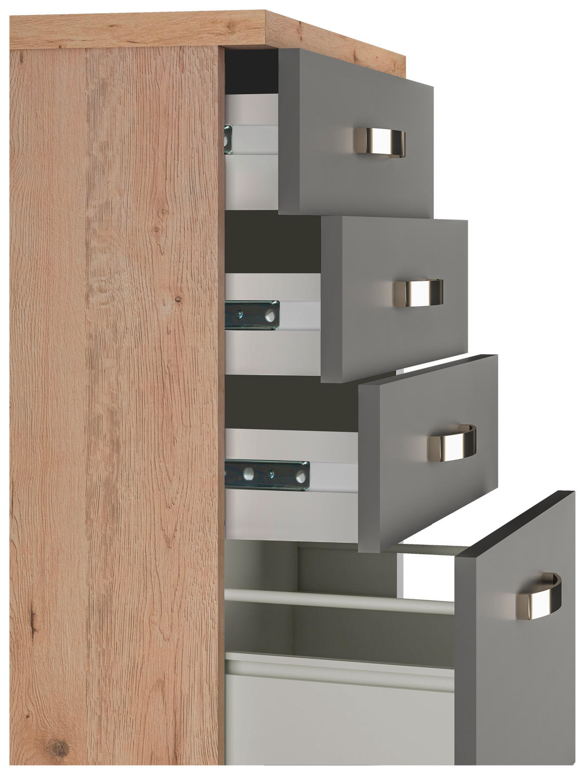 SCHUBKASTENUNTERSCHRANK 50/85/60 cm  in Eiche San Remo, Dunkelgrau, Edelstahlfarben  - Edelstahlfarben/Dunkelgrau, MODERN, Holzwerkstoff/Metall (50/85/60cm) - FlexWell