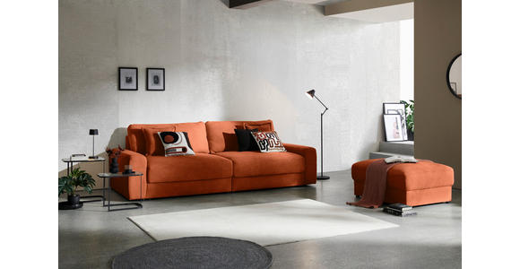 BIGSOFA in Cord Terracotta  - Terracotta/Schwarz, MODERN, Kunststoff/Textil (278/93/112cm) - Carryhome